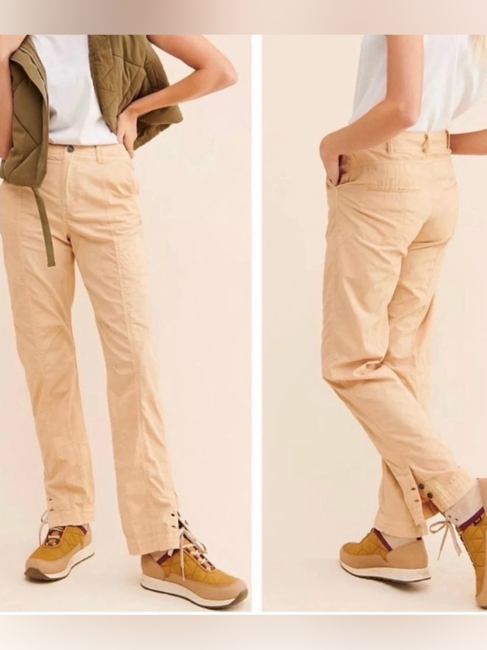 Free People Lucid Dreams Cargo Pants Mid Rise Straight Leg Cotton Size 14